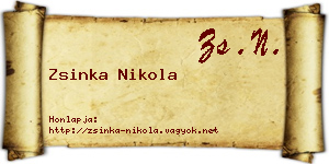 Zsinka Nikola névjegykártya